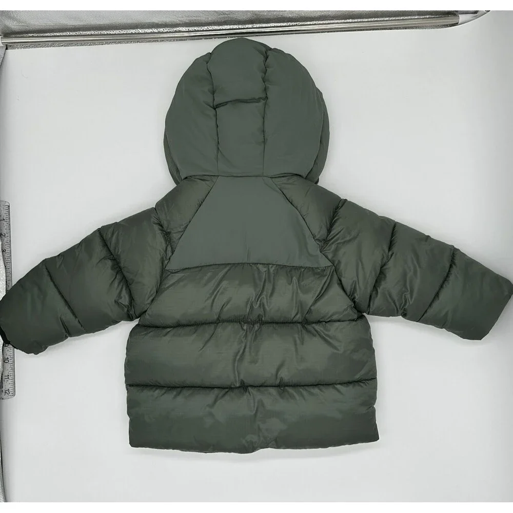 Zara Kids Toddler Green Puffer Coat Size 2 Years Hooded Winter Girls Zip Front